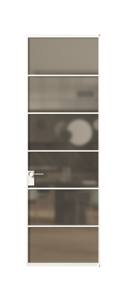 Алюминиевая дверь АЛПЛ040.04 Алюминий Белый Сатинированное бронзовое стекло, триплекс Цена 124530  | Volhovec