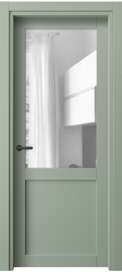 Межкомнатная дверь Neo 2122 ПЭТ светло-оливковый Прозрачное стекло, триплекс Цена 30499 ₽ | Volhovec