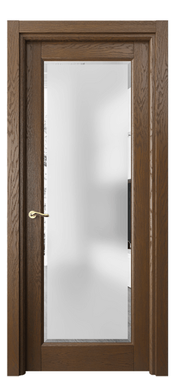 Дверь межкомнатная 0700 ДКР.Б Сатинированное стекло с фацетом. Цвет Дуб королевский брашированный. Материал Массив дуба брашированный. Коллекция Лигнум. Картинка.