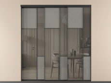 Перегородка Mosaic внутри проёма 3 створки с синхронным механизмом