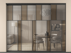 Перегородка Mosaic внутри проёма 4 створки с синхронным механизмом